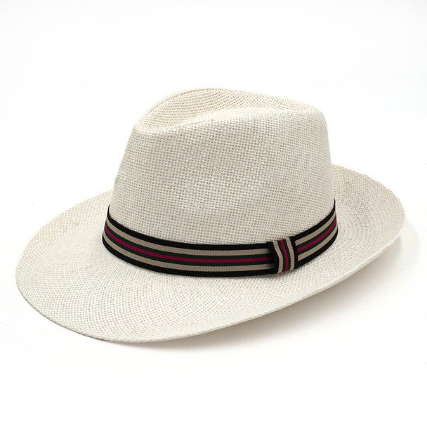 Spring/Summer Classic Woven Fashion Trilby Fedora Hat with Multi Color Band -FSS17127 - Bundle Bus