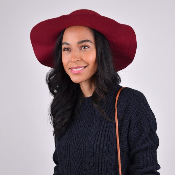 Women's Polyester Felt Floppy Wide Brim Bowknot Hat LWH10057 - Bundle Bus