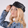 Women's Spring/Summer Black Leather Baker Cap - LSBC1200 - Bundle Bus