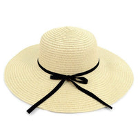 Women's Wide Brim Floppy Sun Hat with Ribbon Bowknot - LH180501 - Bundle Bus