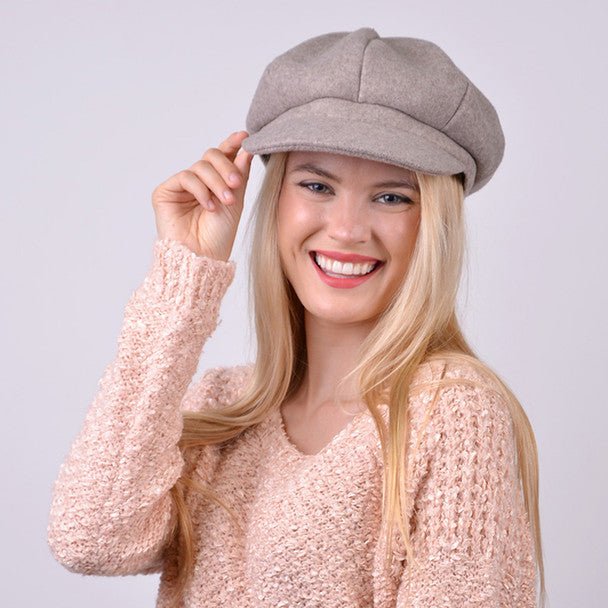 Women's Wool Beret Style Cabbie Baker Cap - LWC5027 - Bundle Bus