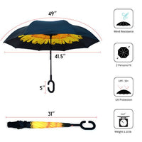 Yellow Flower Double Layer Inverted Umbrella - IUM18058 - Bundle Bus