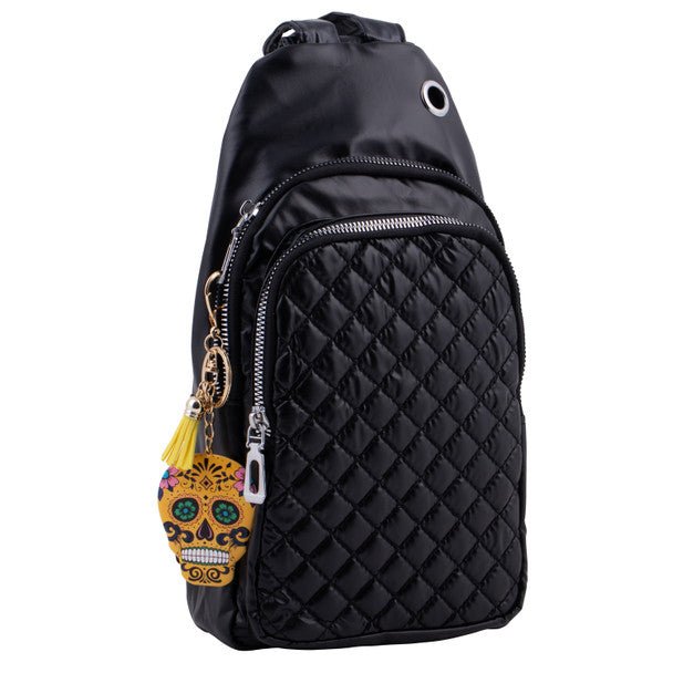 Yellow Sugar Skull Tassel Keychain-31663JO-G - Bundle Bus