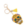 Yellow Sugar Skull Tassel Keychain-31663JO-G - Bundle Bus