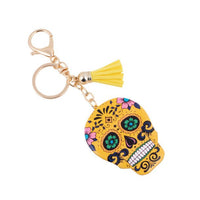 Yellow Sugar Skull Tassel Keychain-31663JO-G - Bundle Bus